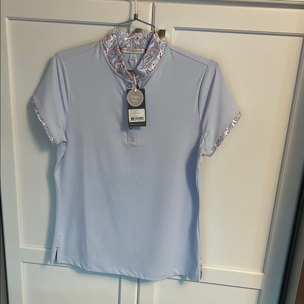 Purple Short Sleeve Mandarin Collar Blouse